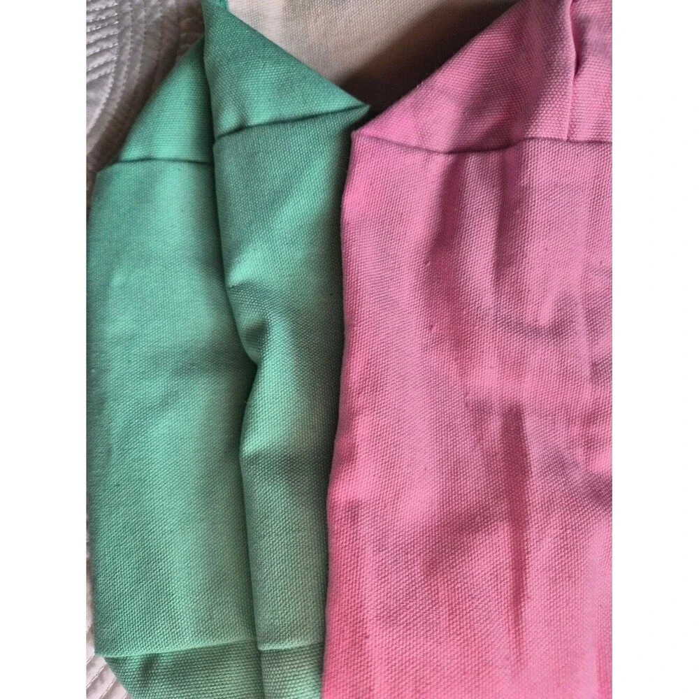 EUC Trader Joe's Canvas Mini Tote Bag Mint Green Pastel Pink Bundle
